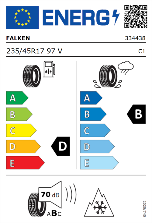 Tyre Label for Falken Euroall Season AS210 235/45R17 97V